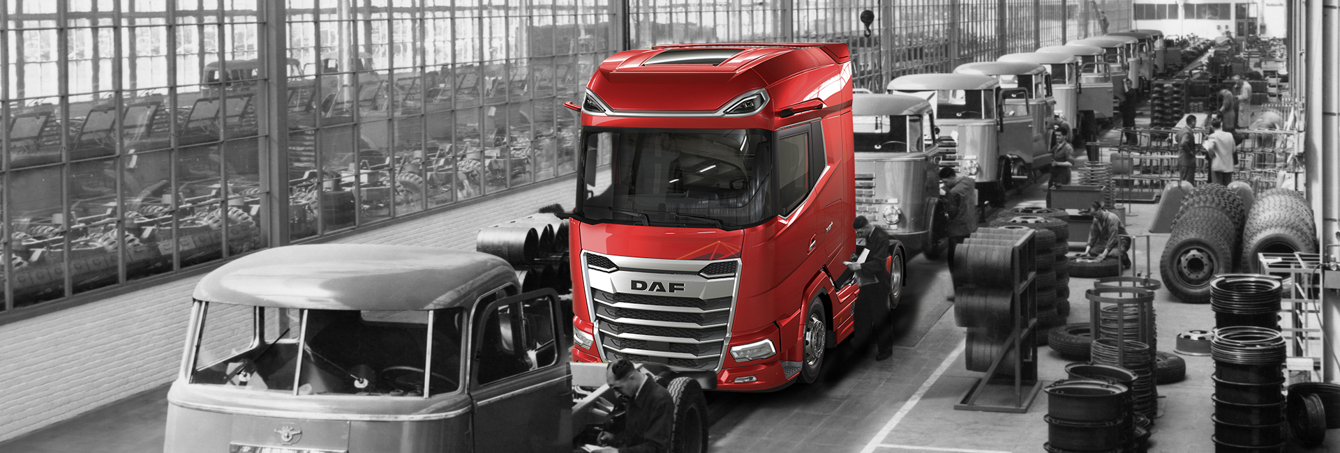 DAF nieuwe truck in 1952 fabriek