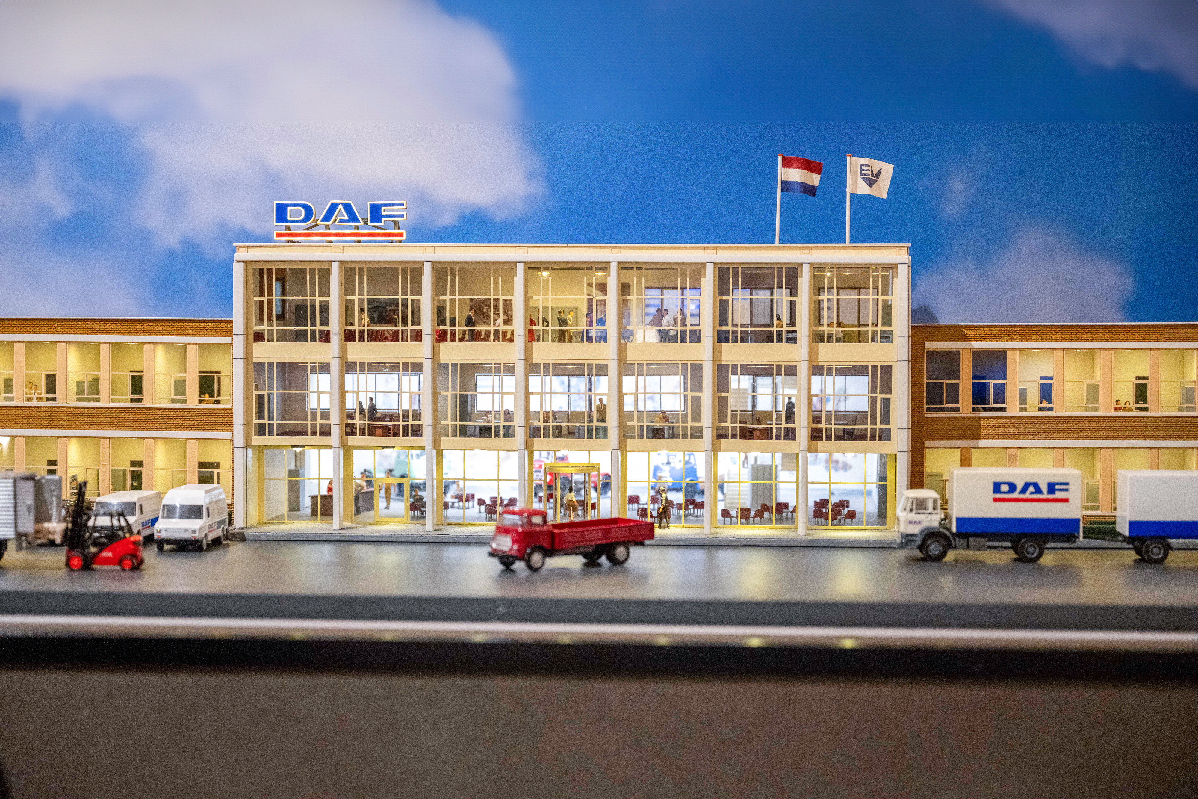 Detailed scale model of DAF main building in DAF Museum - DAF Trucks N.V.